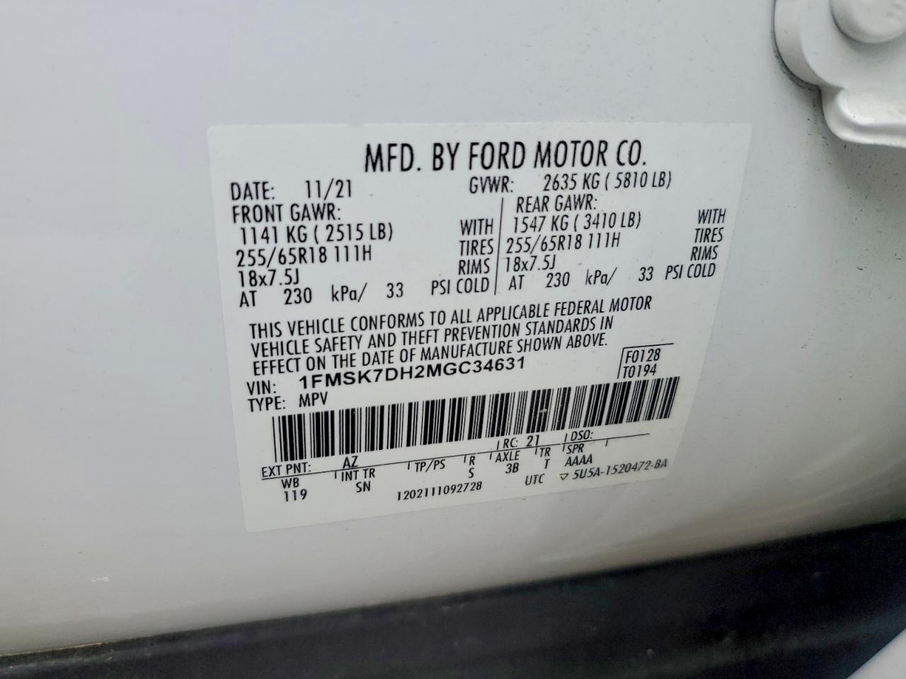 2021 FORD EXPLORER XLT photo 27