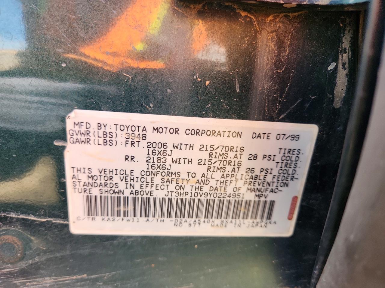 2000 TOYOTA RAV4 BASE photo 13