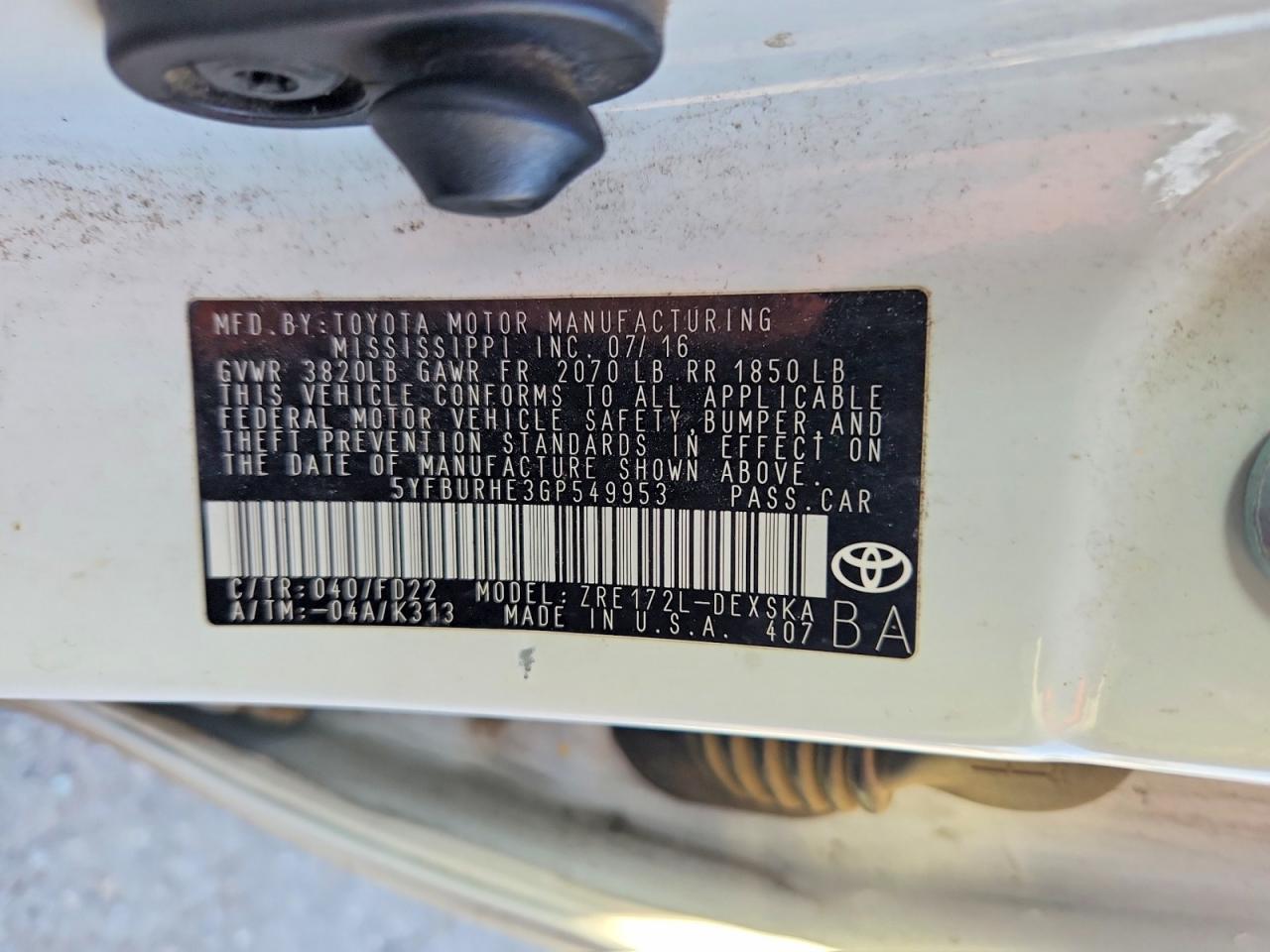 2016 TOYOTA COROLLA S PLUS photo 23