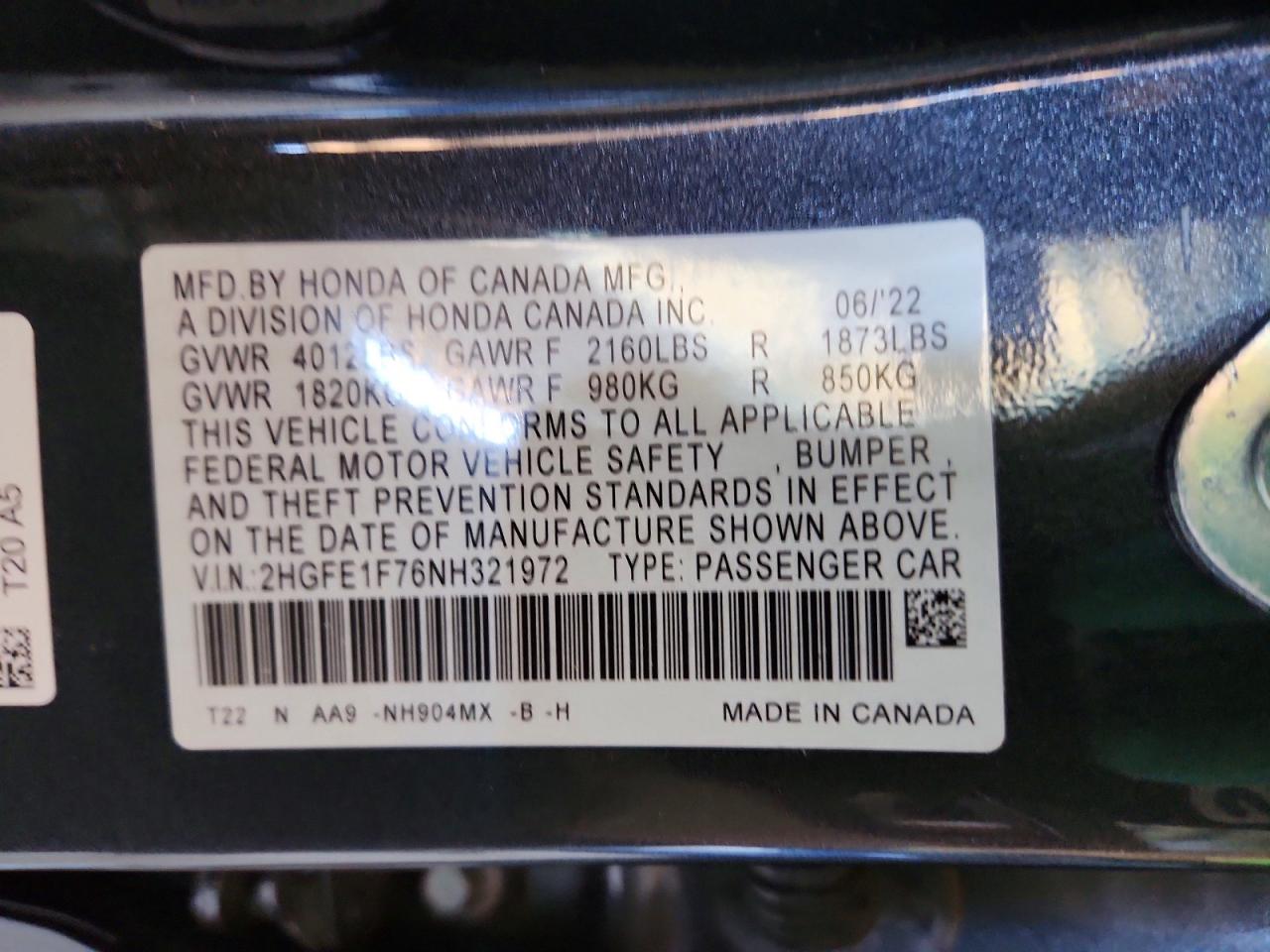 2022 HONDA CIVIC photo 23