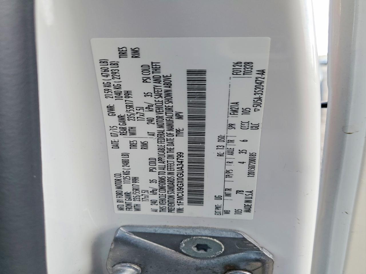 2016 FORD ESCAPE SE photo 23