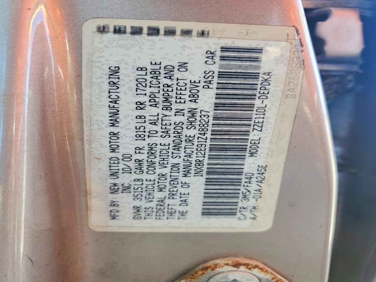 2001 TOYOTA COROLLA CE photo 23
