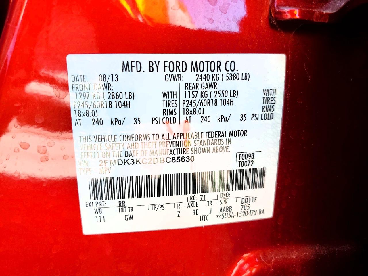 2013 FORD EDGE LIMITED photo 13