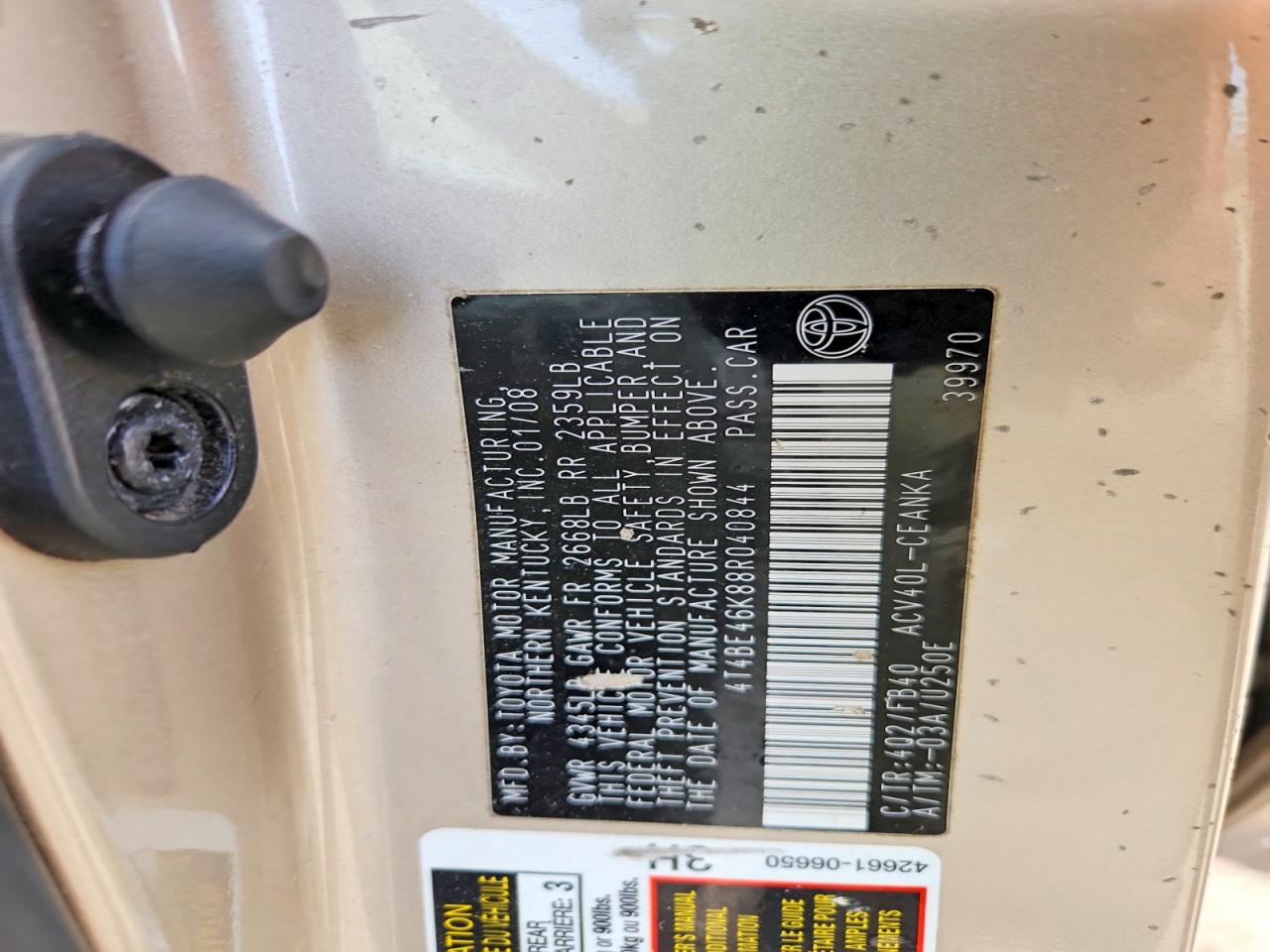 2008 TOYOTA CAMRY LE photo 37