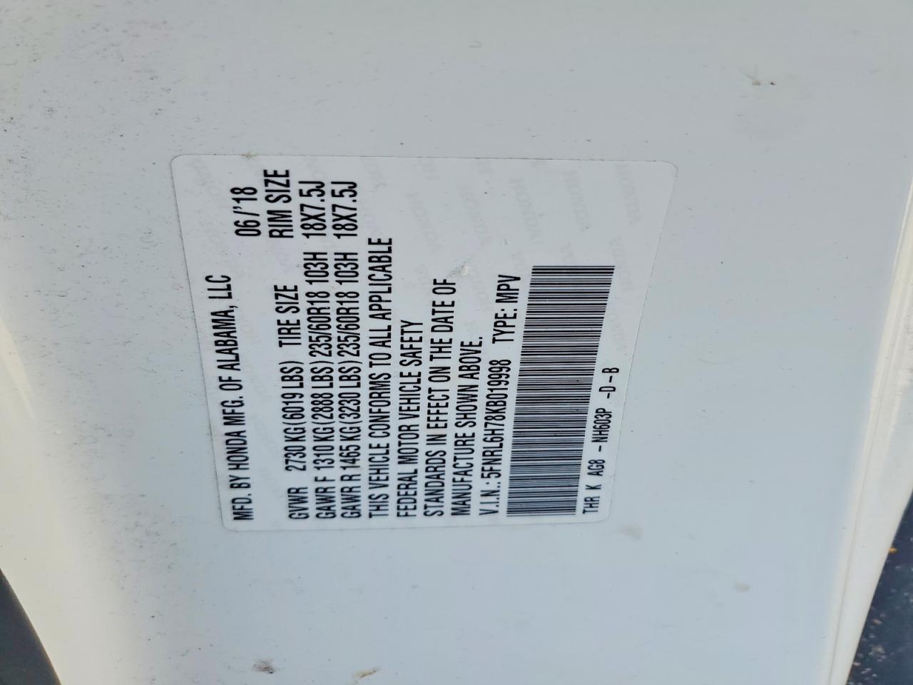 2019 HONDA ODYSSEY EXL photo 37