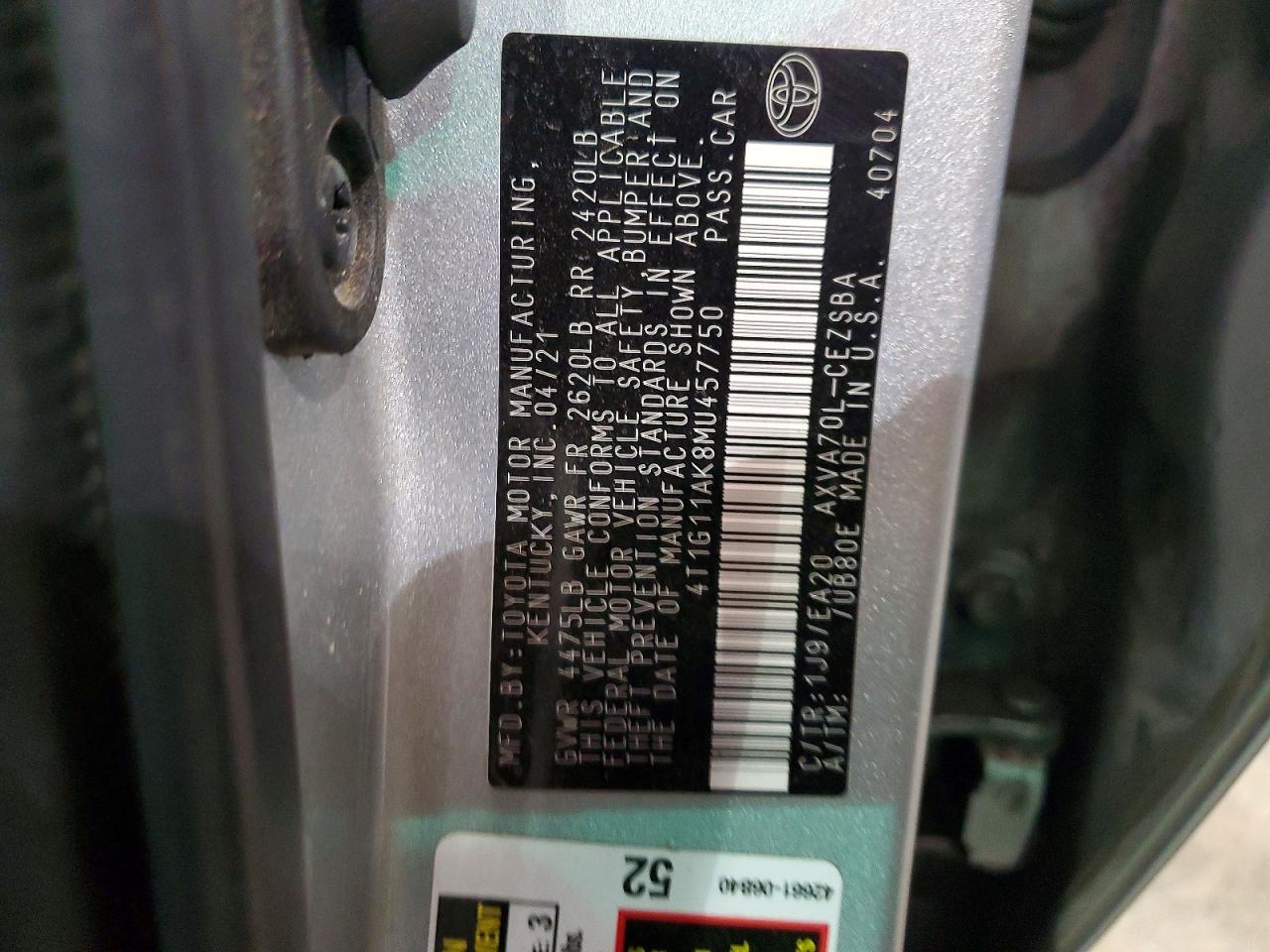 2021 TOYOTA CAMRY SE photo 49