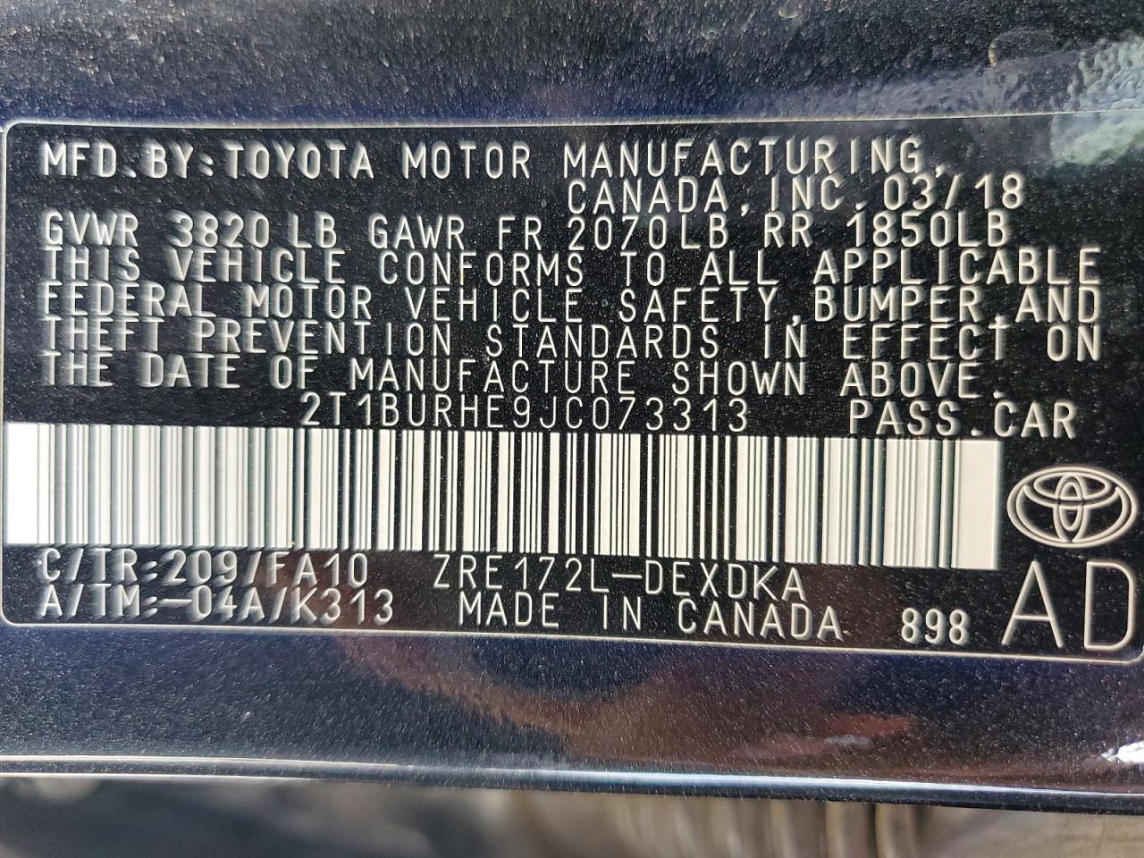 2018 TOYOTA COROLLA photo 34