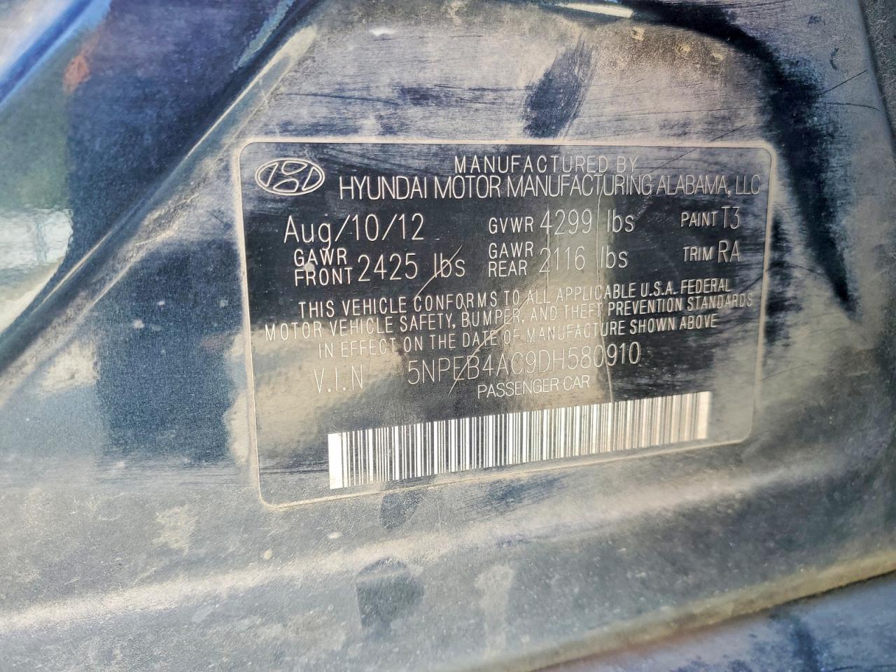 2013 HYUNDAI SONATA GLS photo 34