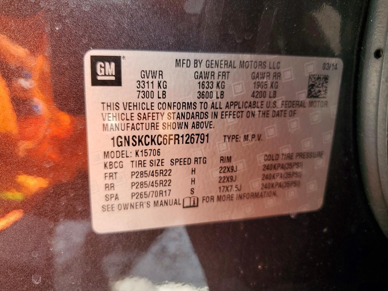 2015 CHEVROLET TAHOE K1500 LTZ photo 13