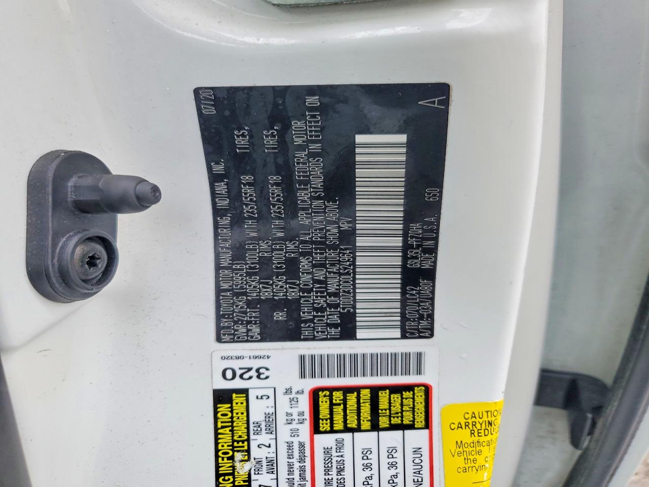 2020 TOYOTA SIENNA XLE 7-PASSENGER photo 13