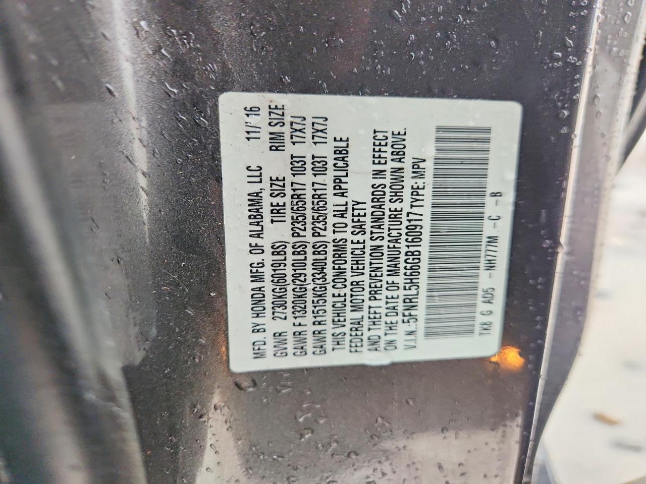2016 HONDA ODYSSEY EXL photo 25