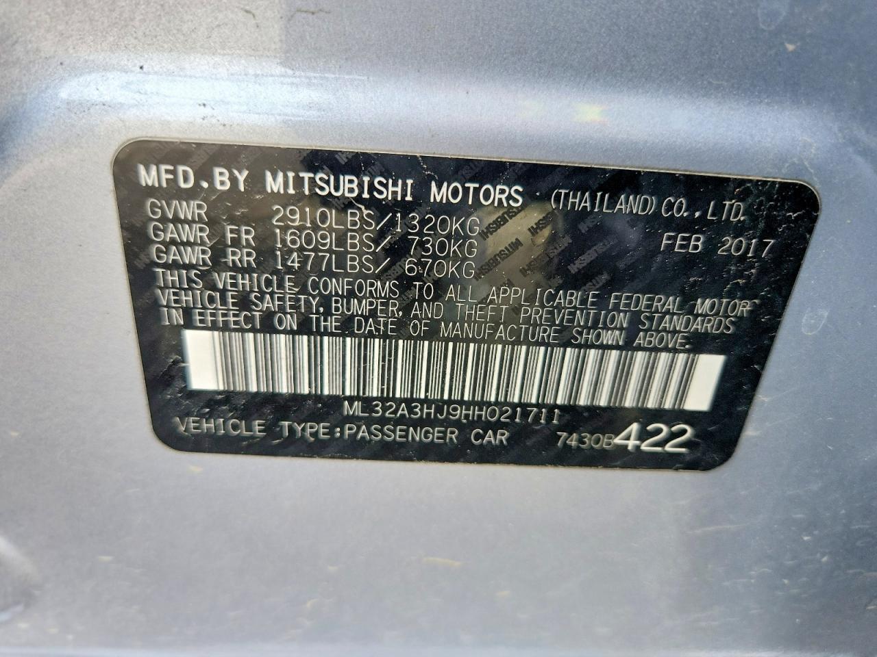 2017 MITSUBISHI MIRAGE ES photo 23