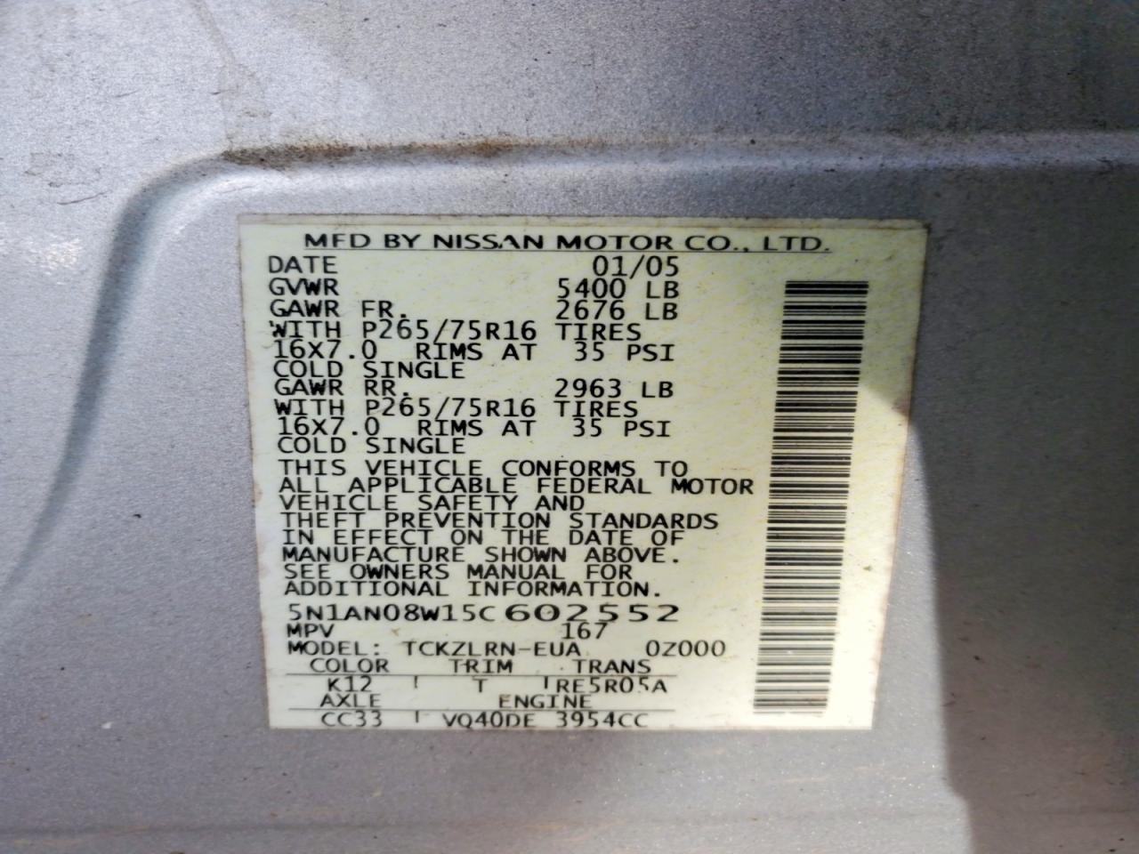 2005 NISSAN XTERRA S photo 37