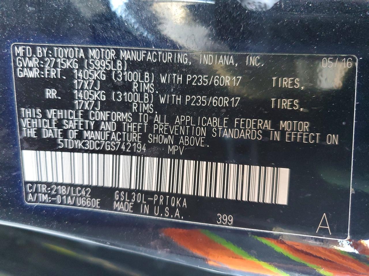 2016 TOYOTA SIENNA XLE 8-PASSENGER photo 13