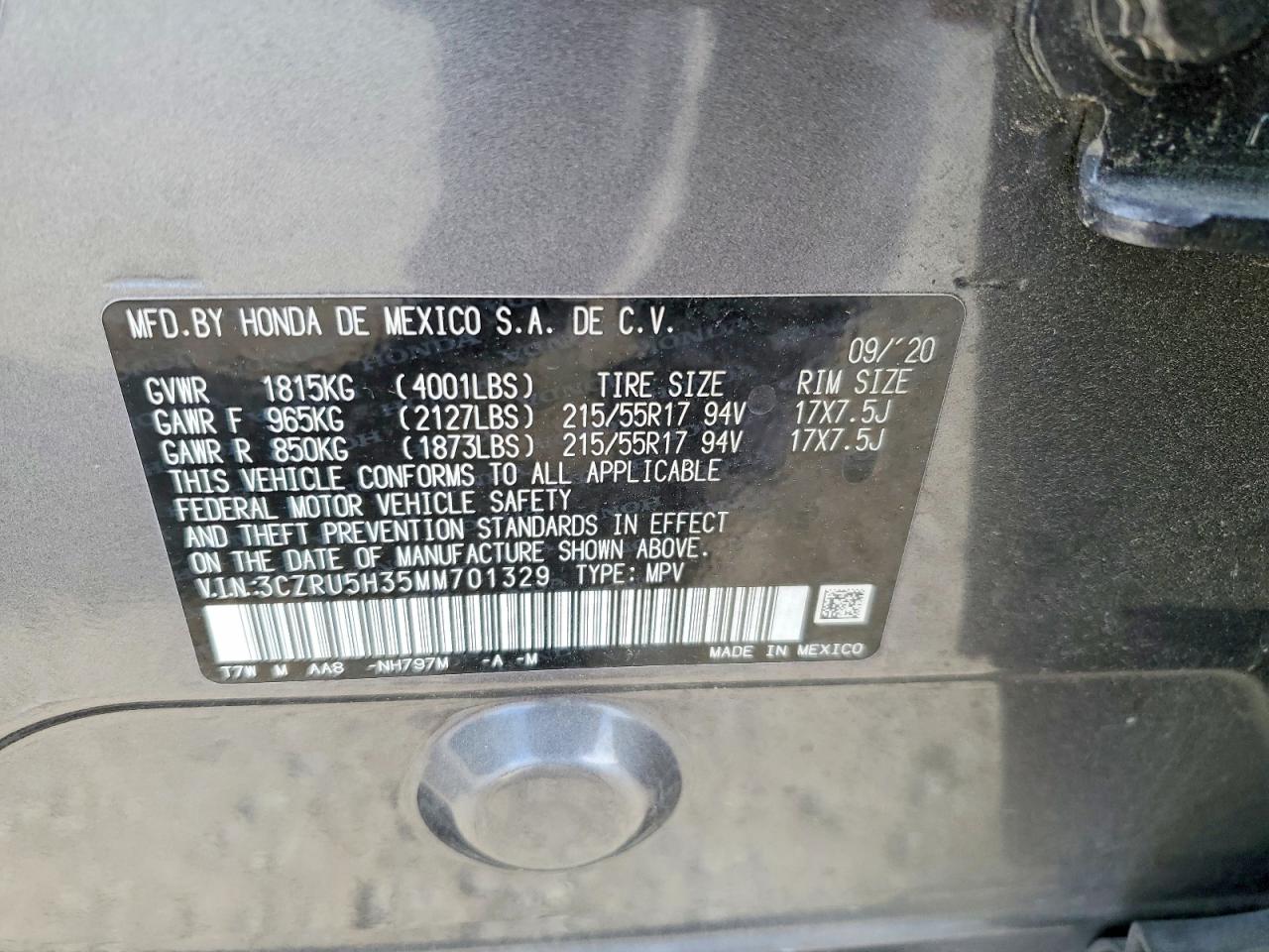 2021 HONDA HR-V LX photo 25