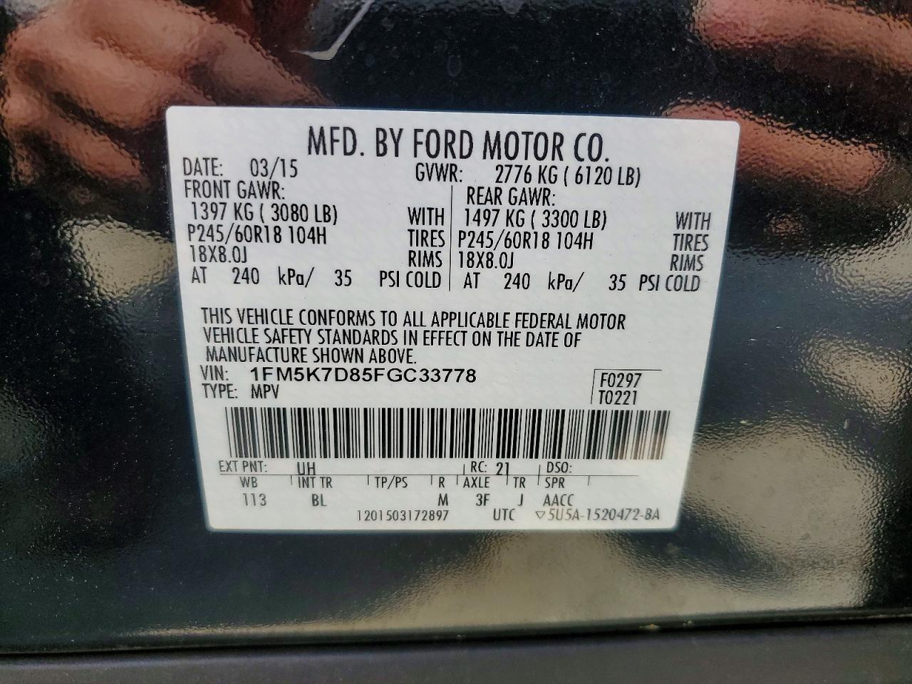 2015 FORD EXPLORER XLT photo 25