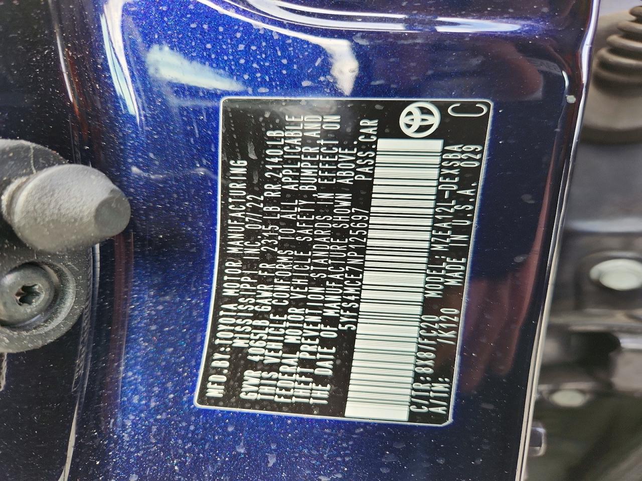 2022 TOYOTA COROLLA SE photo 12