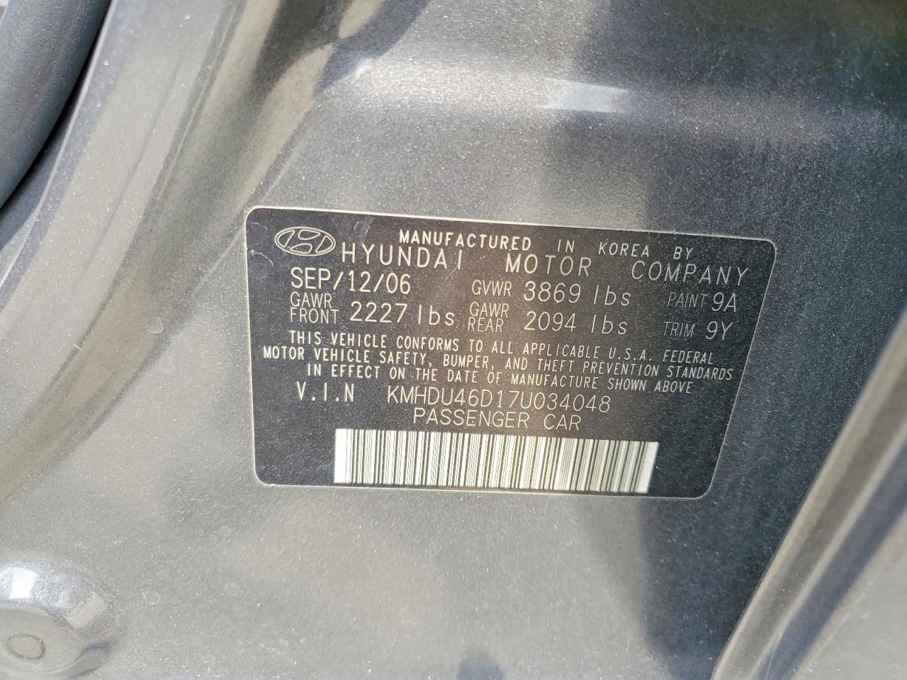 2007 HYUNDAI ELANTRA GLS photo 23