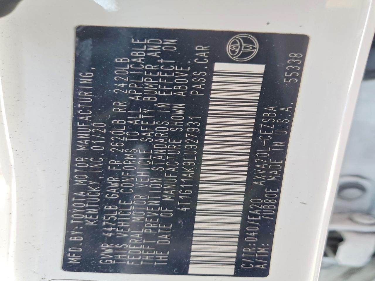 2020 TOYOTA CAMRY SE photo 12