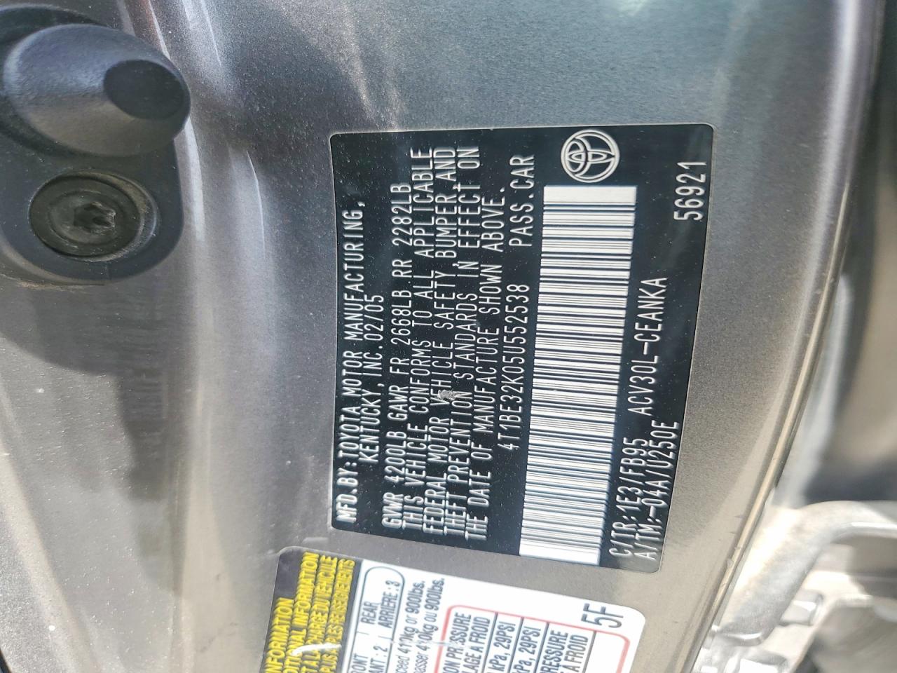 2005 TOYOTA CAMRY LE photo 37