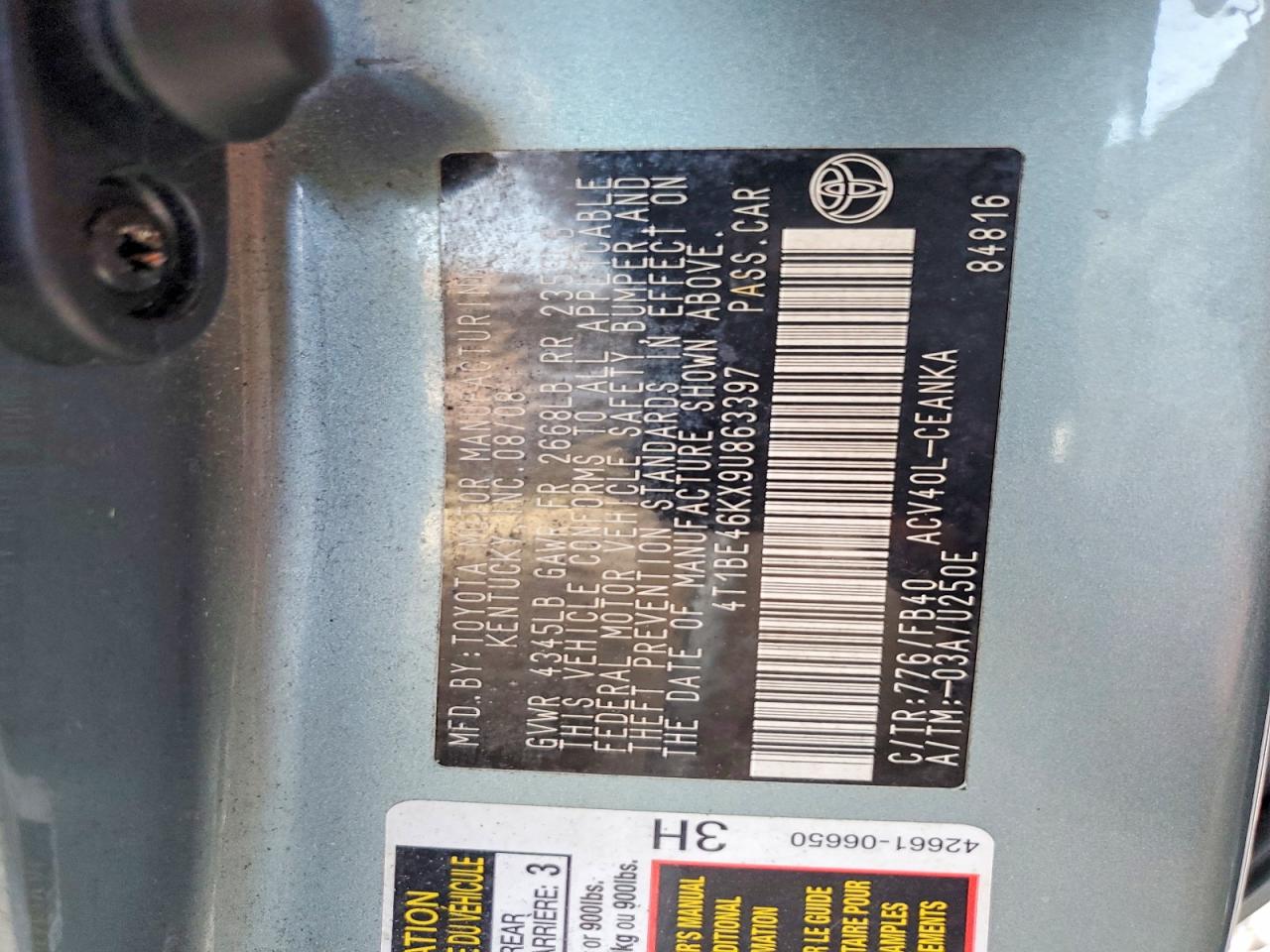 2009 TOYOTA CAMRY LE photo 23
