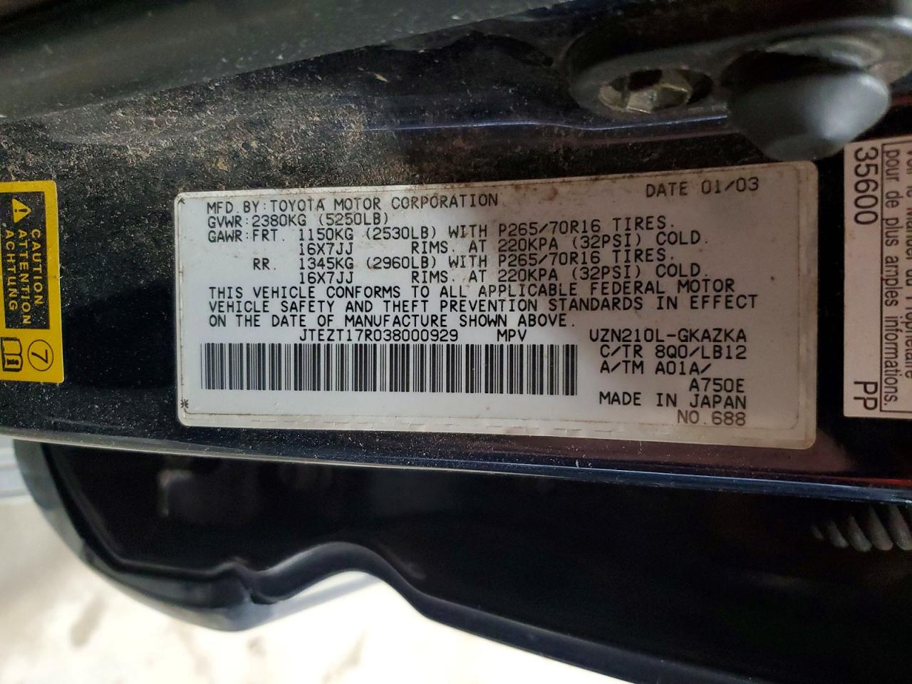 2003 TOYOTA 4RUNNER LIMITED photo 25