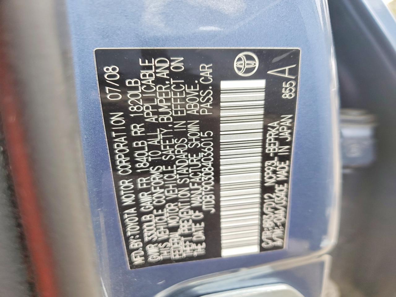 2008 TOYOTA YARIS BASE photo 34
