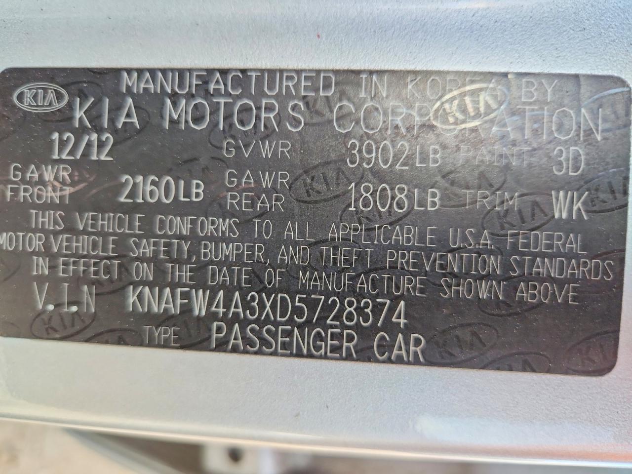 2013 KIA FORTE SX photo 12