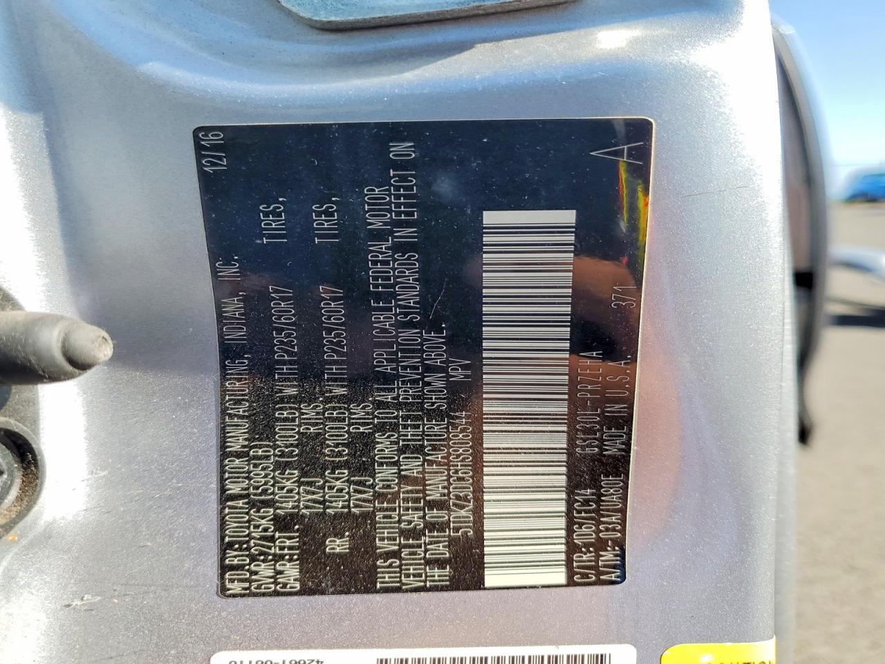 2017 TOYOTA SIENNA LE 8-PASSENGER photo 40