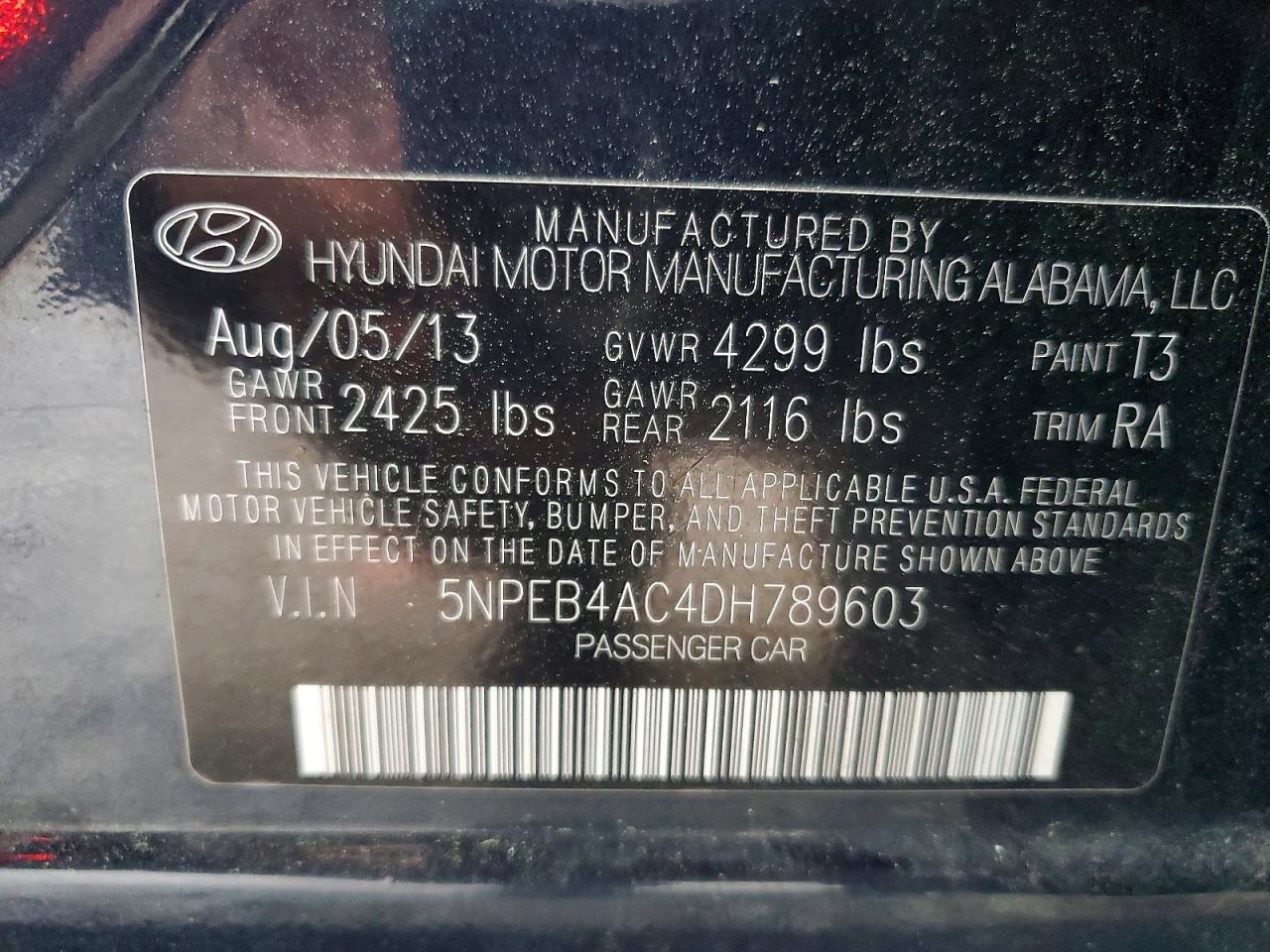 2013 HYUNDAI SONATA GLS photo 34