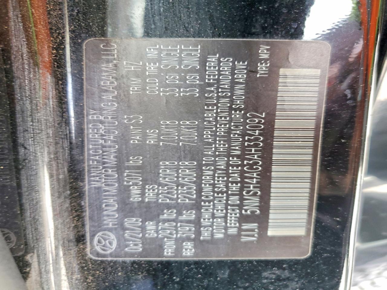 2010 HYUNDAI SANTA FE photo 25