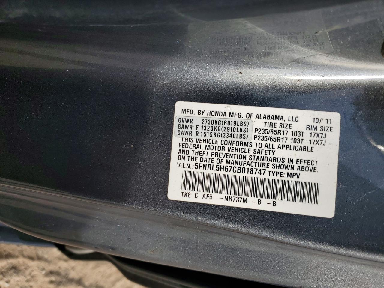 2012 HONDA ODYSSEY EXL photo 13