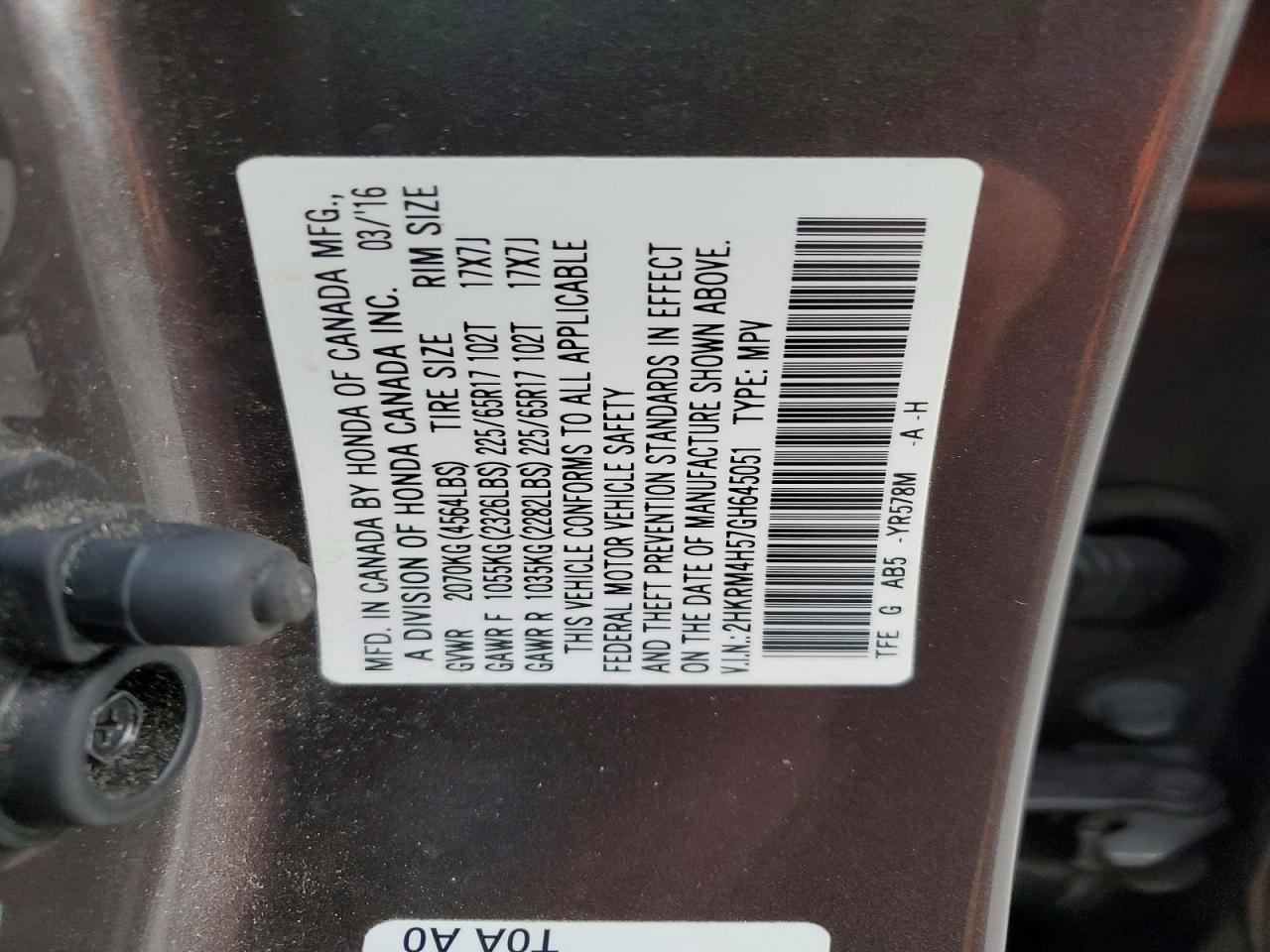 2016 HONDA CR-V EX photo 27