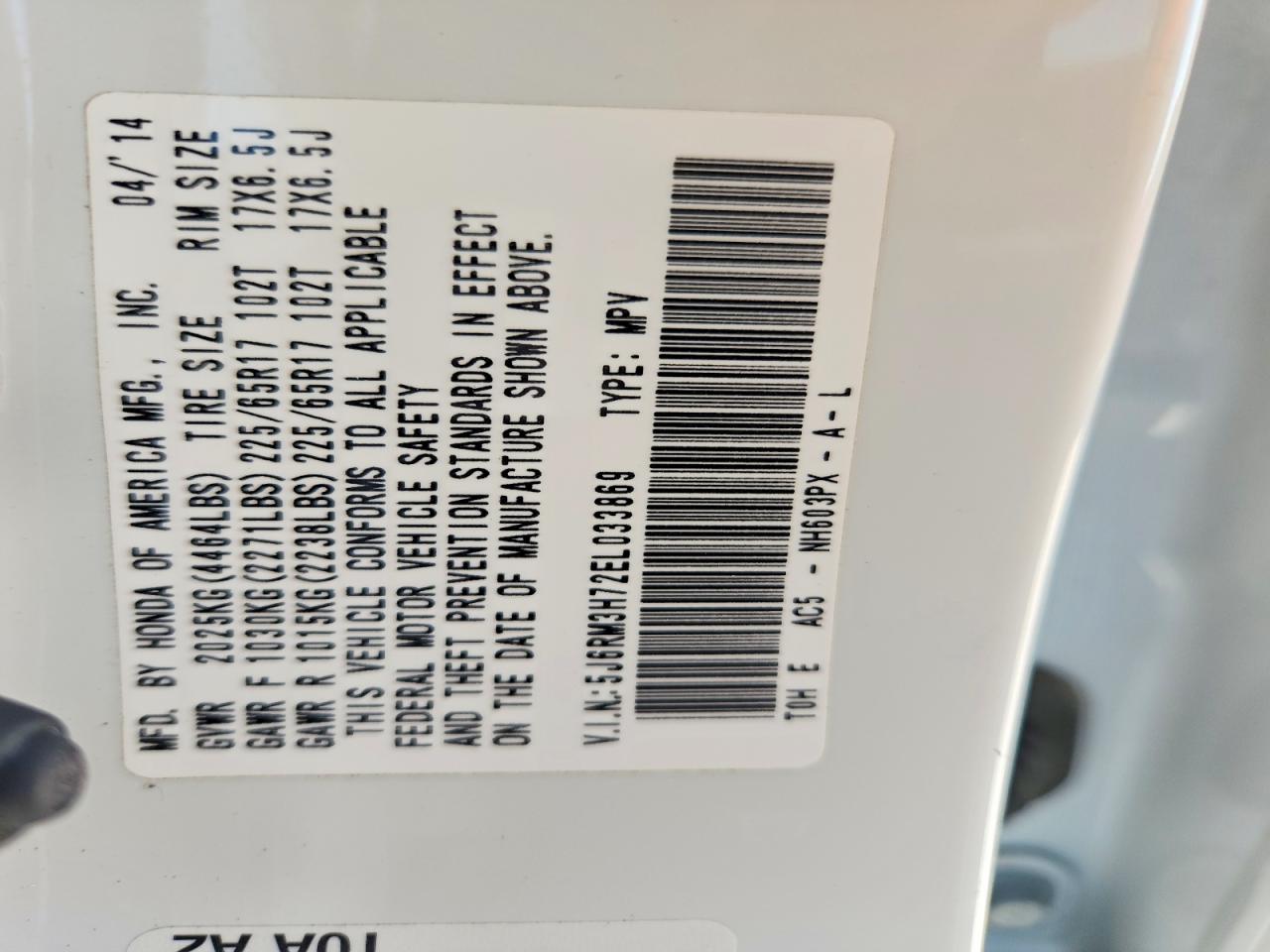 2014 HONDA CR-V EXL photo 37