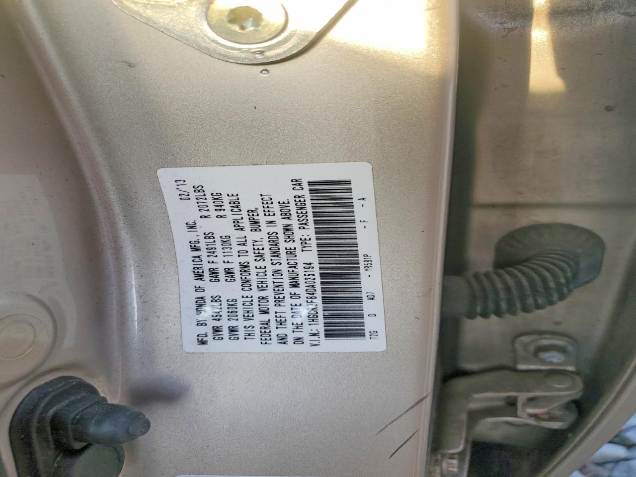 2013 HONDA ACCORD EXL photo 12