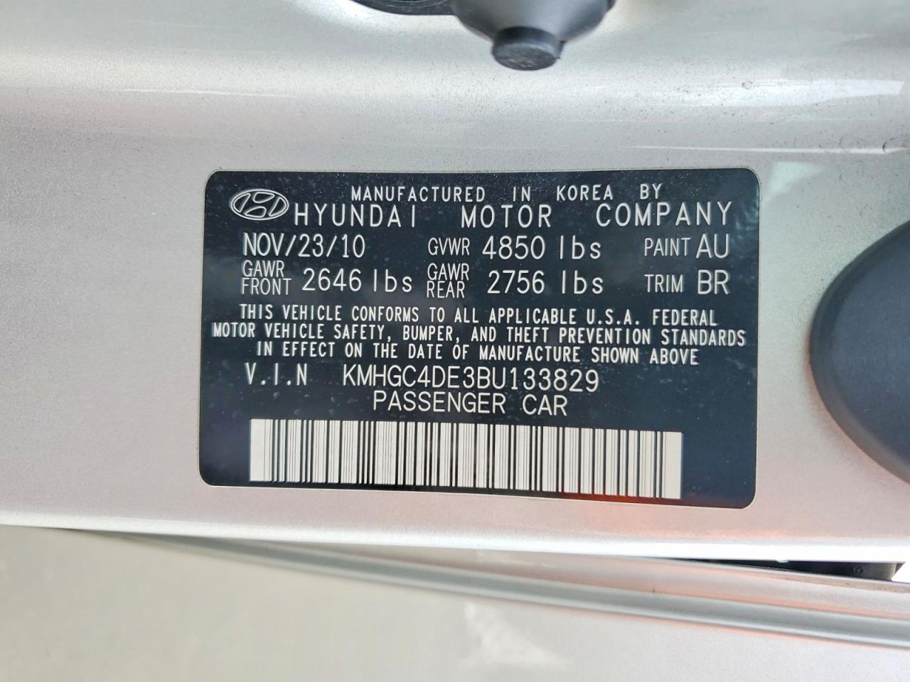 2011 HYUNDAI GENESIS 3.8L V6 photo 34