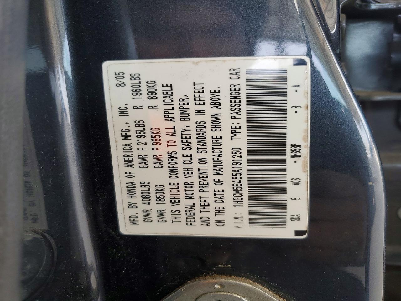 2005 HONDA ACCORD LX photo 23