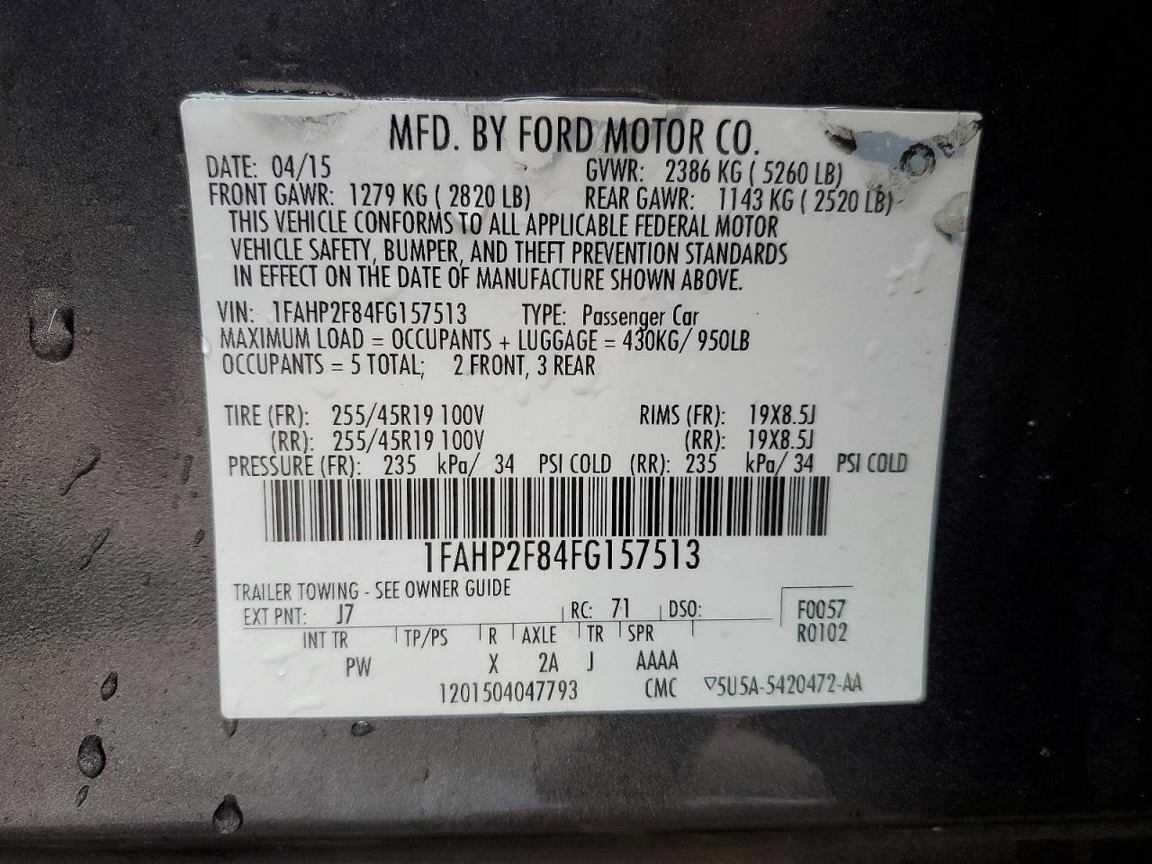 2015 FORD TAURUS LIMITED photo 23