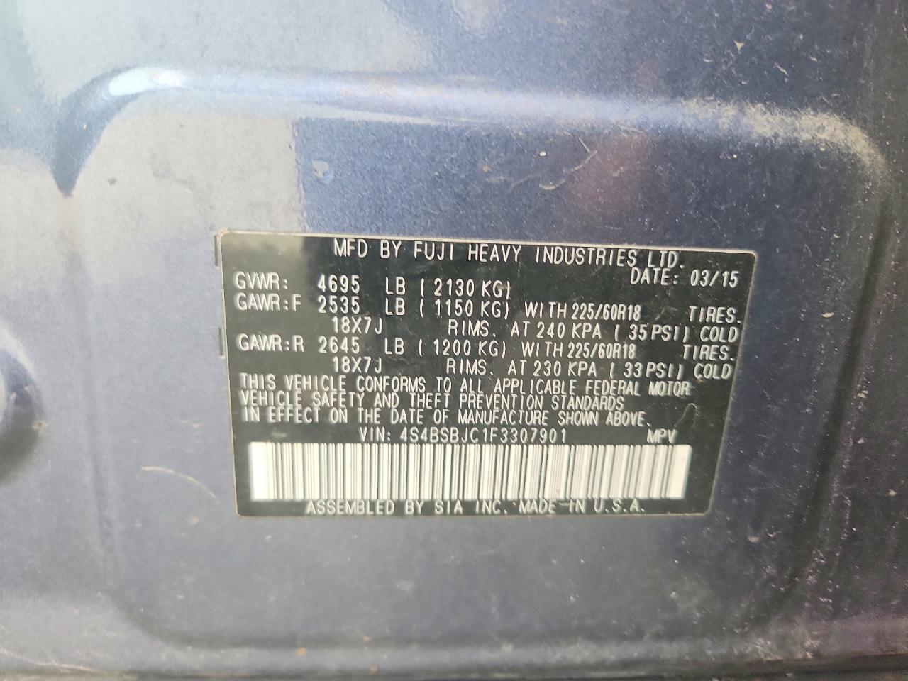 2015 SUBARU OUTBACK 2.5I LIMITED photo 13