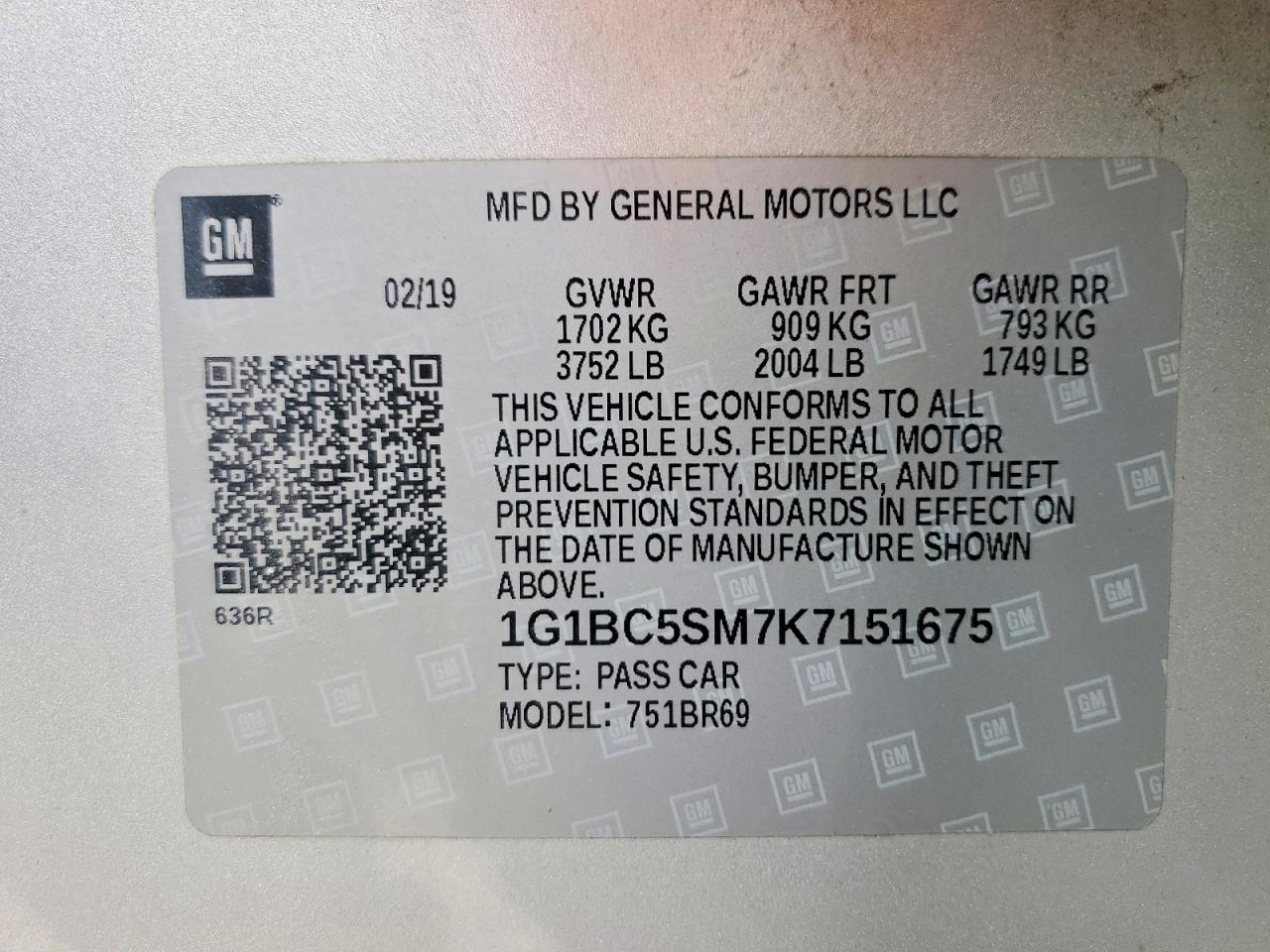 2019 CHEVROLET CRUZE LS photo 12