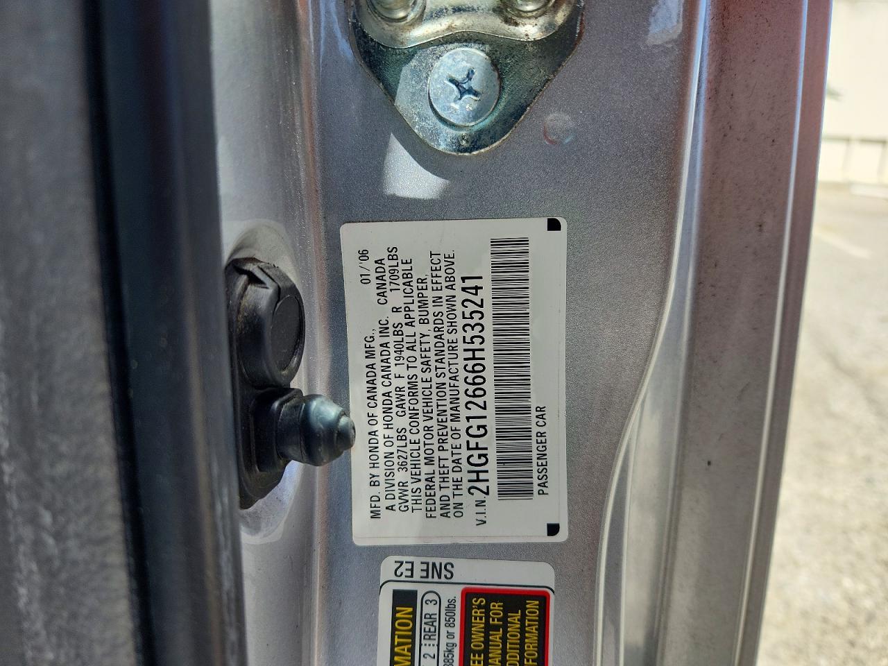 2006 HONDA CIVIC LX photo 12