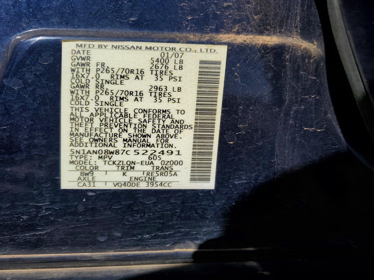 2007 NISSAN XTERRA X photo 12