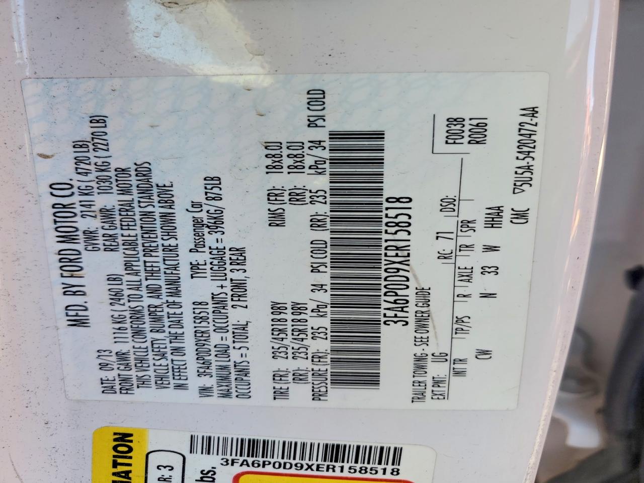 2014 FORD FUSION TITANIUM photo 34