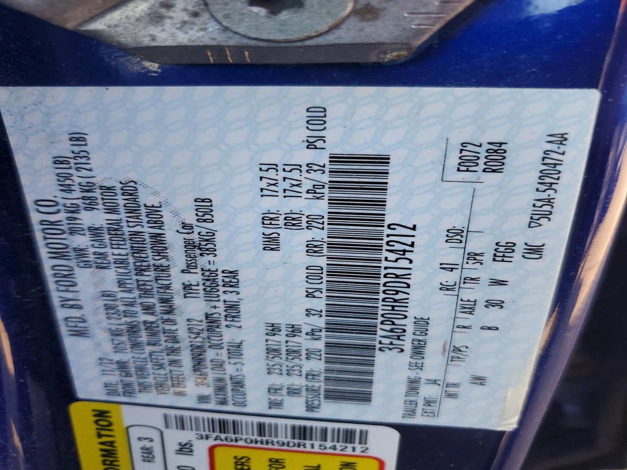 2013 FORD FUSION SE photo 12