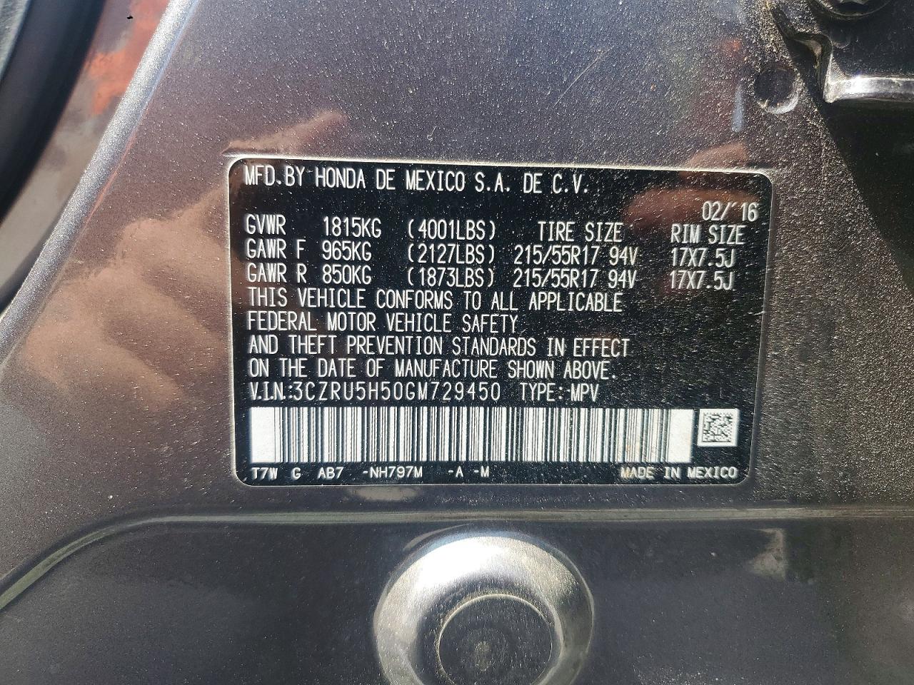 2016 HONDA HR-V EX photo 37