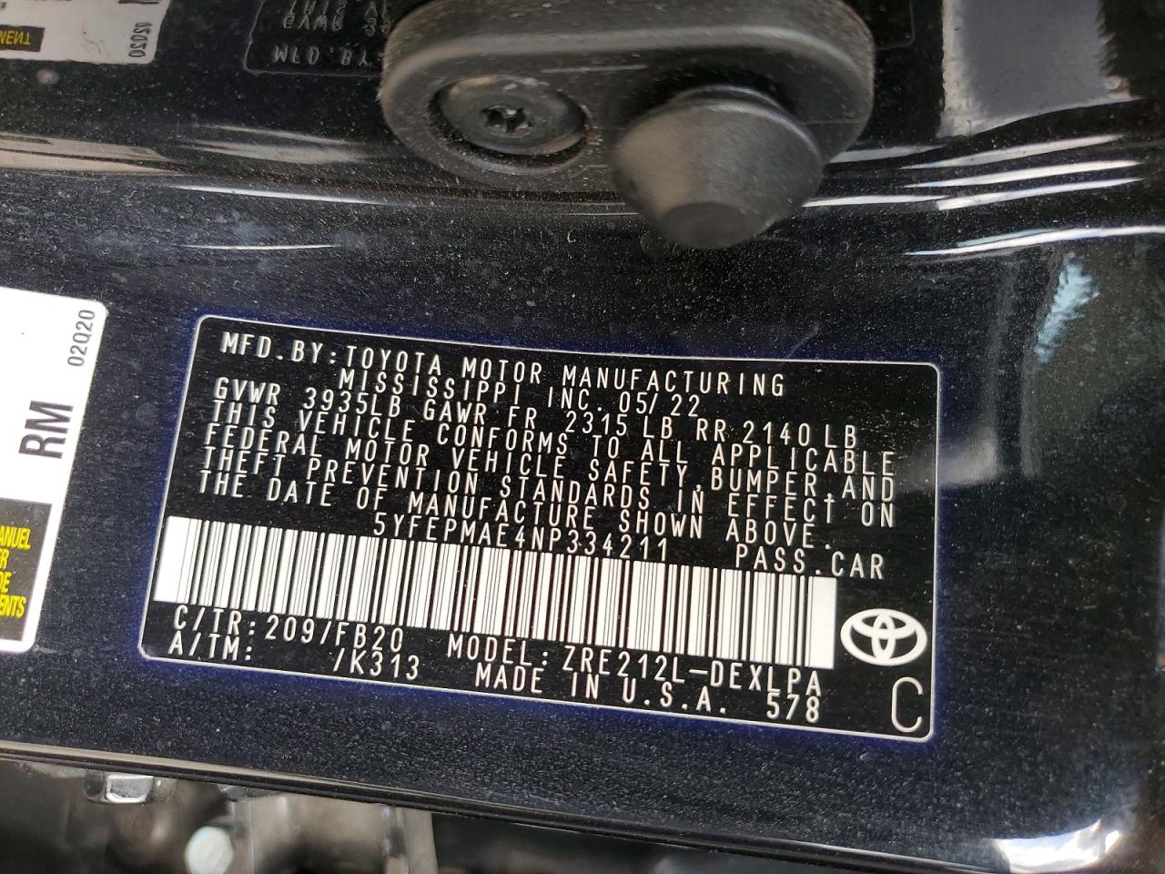 2022 TOYOTA COROLLA LE photo 23