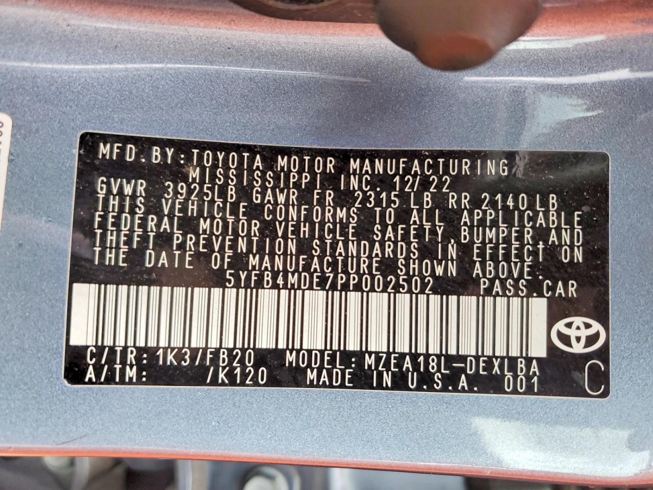 2023 TOYOTA COROLLA LE photo 37