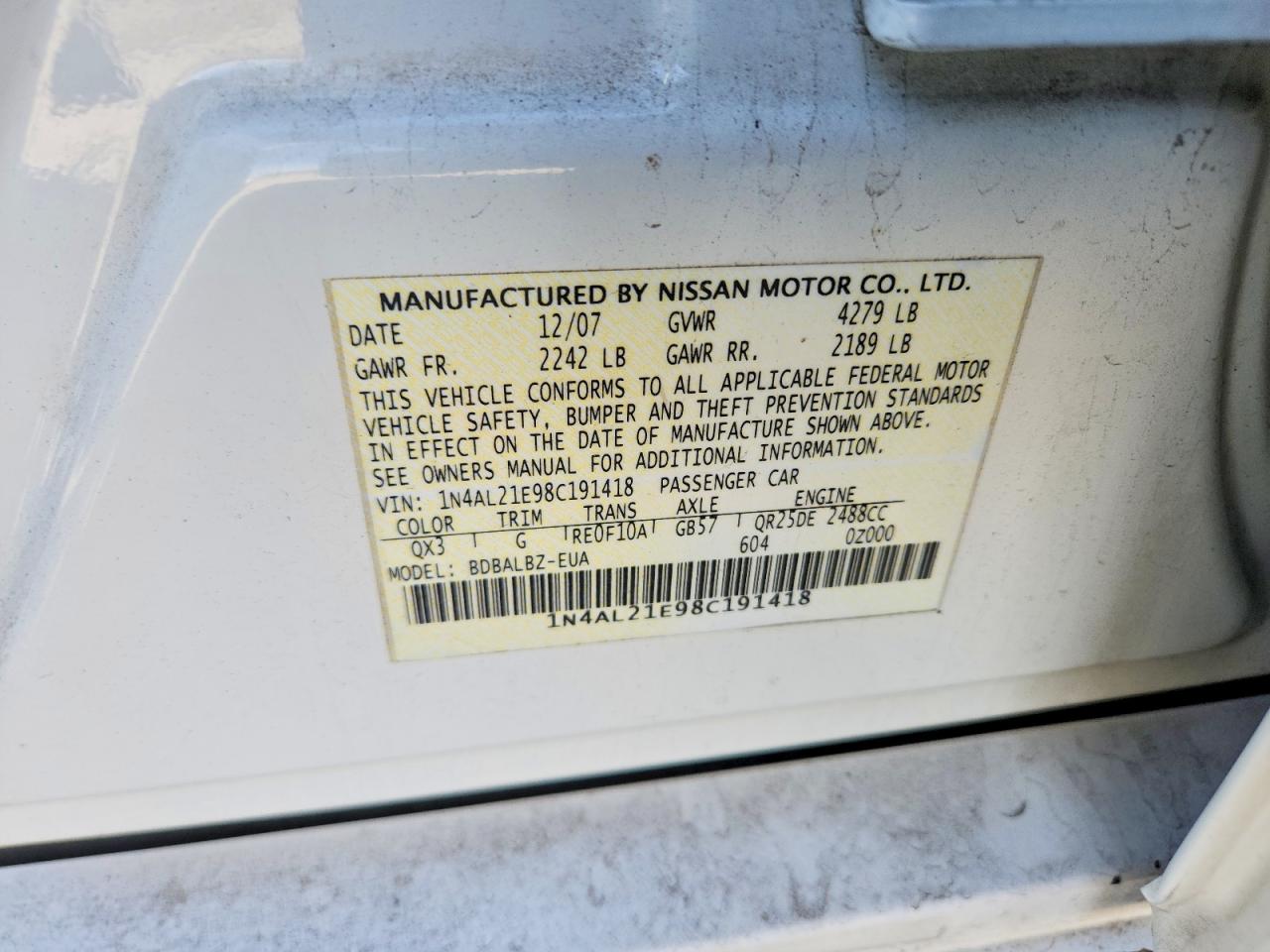 2008 NISSAN ALTIMA 2.5 photo 13