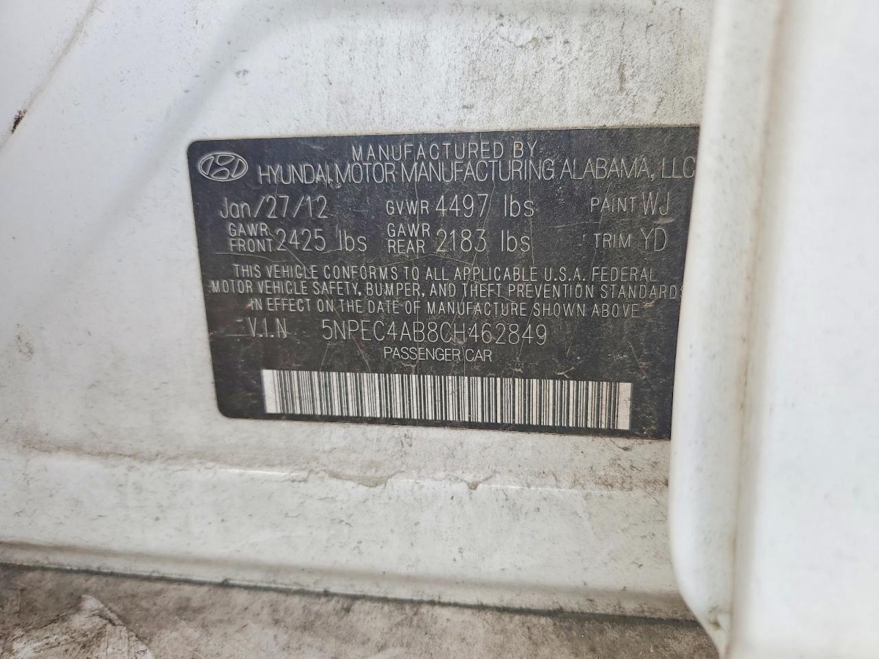 2012 HYUNDAI SONATA LIMITED 2.0T photo 12