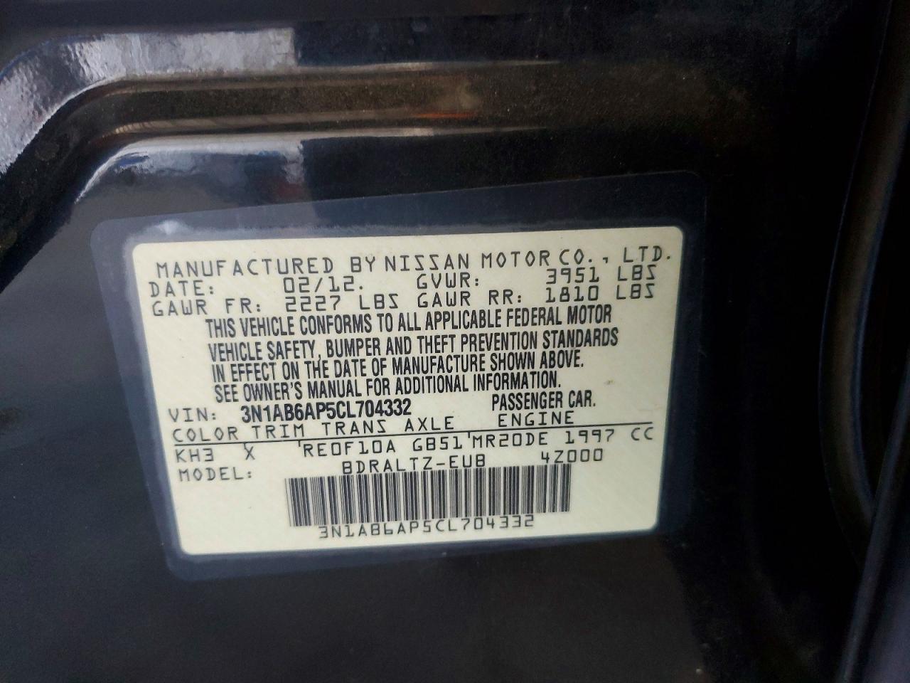 2012 NISSAN SENTRA 2.0 photo 12